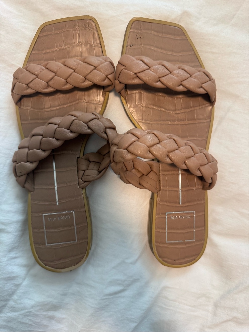 Dolce Vita Braided Slide Sandals in Nude Taupe